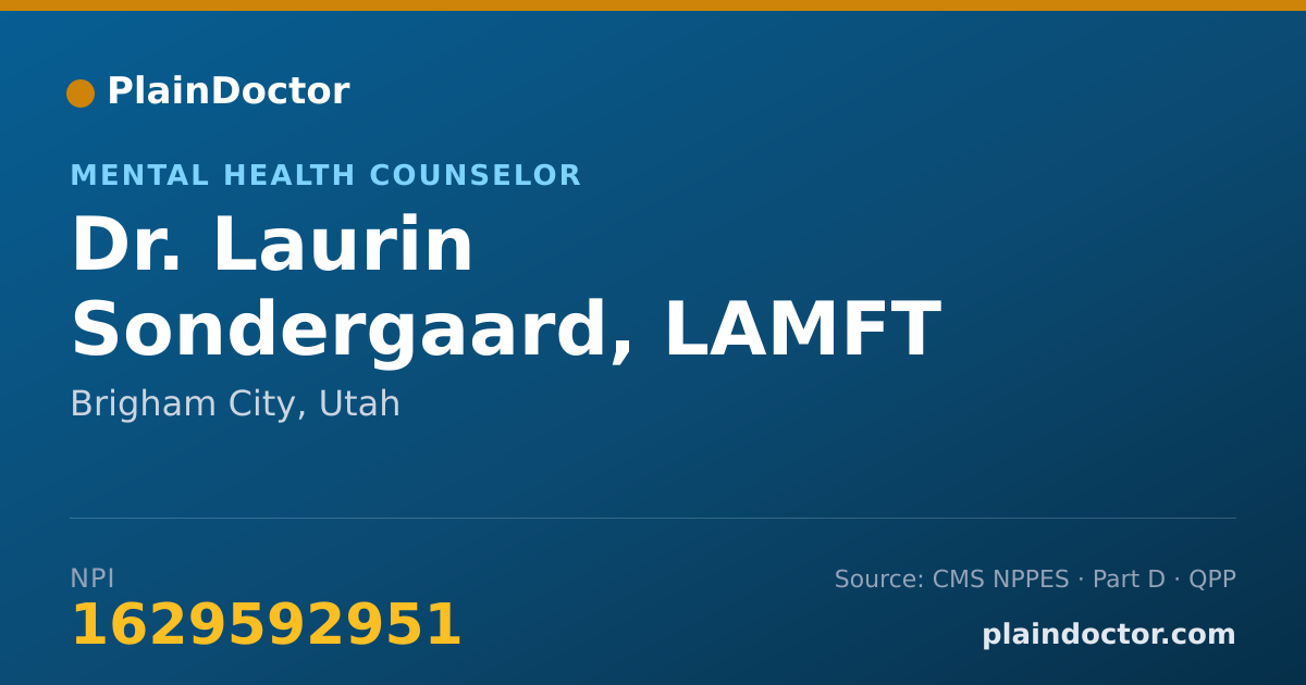 Shareable card for Laurin Sondergaard, LAMFT - Mental Health Counselor, Brigham City, UT