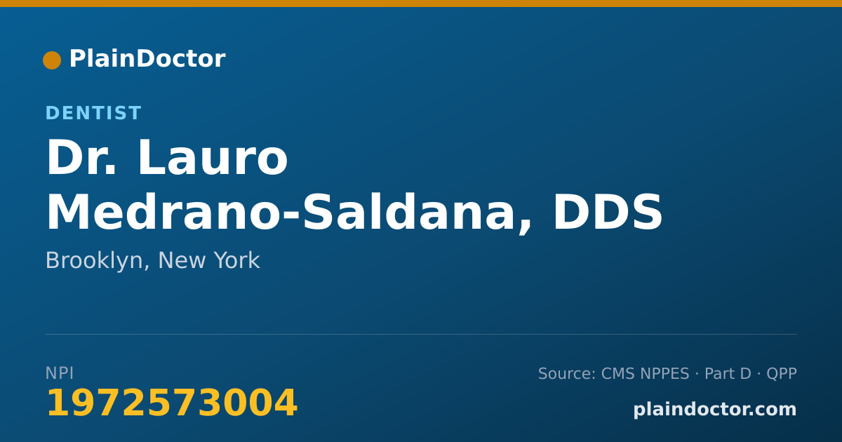 Shareable card for Lauro Medrano-Saldana, DDS - Dentist, Brooklyn, NY
