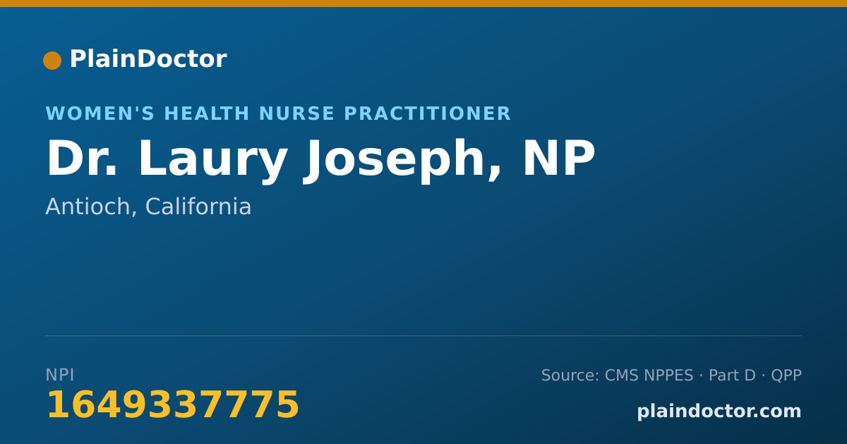 Shareable card for Laury Joseph, NP - Women's Health Nurse Practitioner, Antioch, CA