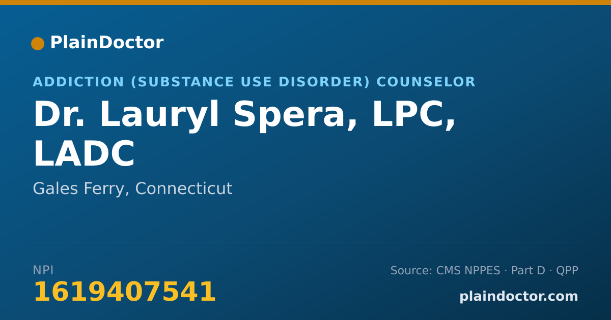 Shareable card for Lauryl Spera, LPC, LADC - Addiction (Substance Use Disorder) Counselor, Gales Ferry, CT