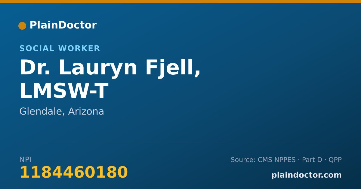 Shareable card for Lauryn Fjell, LMSW-T - Social Worker, Glendale, AZ