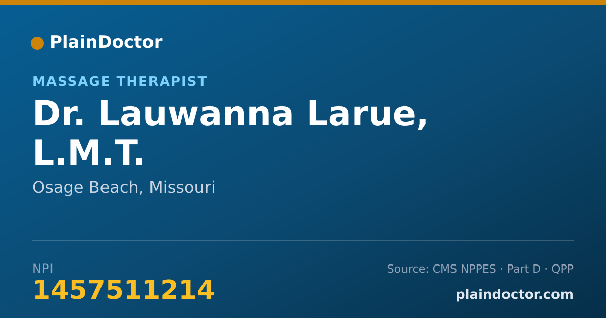 Shareable card for Lauwanna Larue, L.M.T. - Massage Therapist, Osage Beach, MO