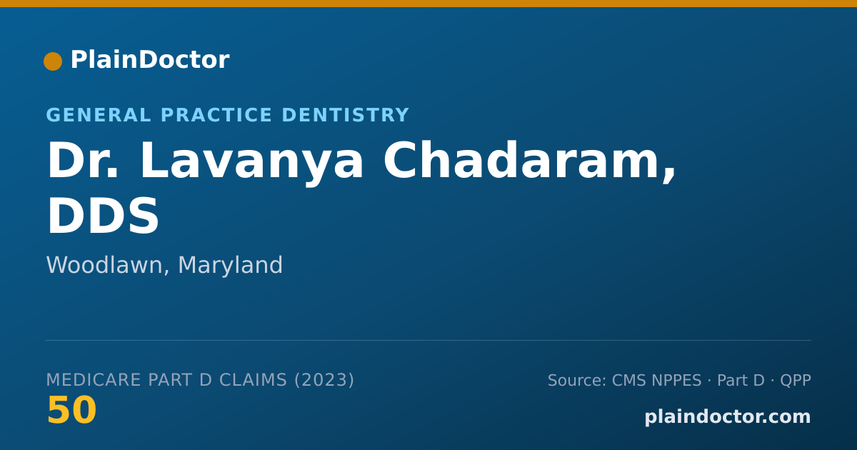 Shareable card for Lavanya Chadaram, DDS - General Practice Dentistry, Woodlawn, MD