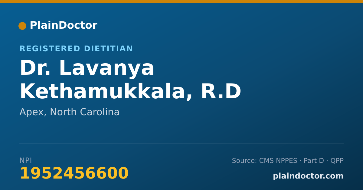 Shareable card for Lavanya Kethamukkala, R.D - Registered Dietitian, Apex, NC