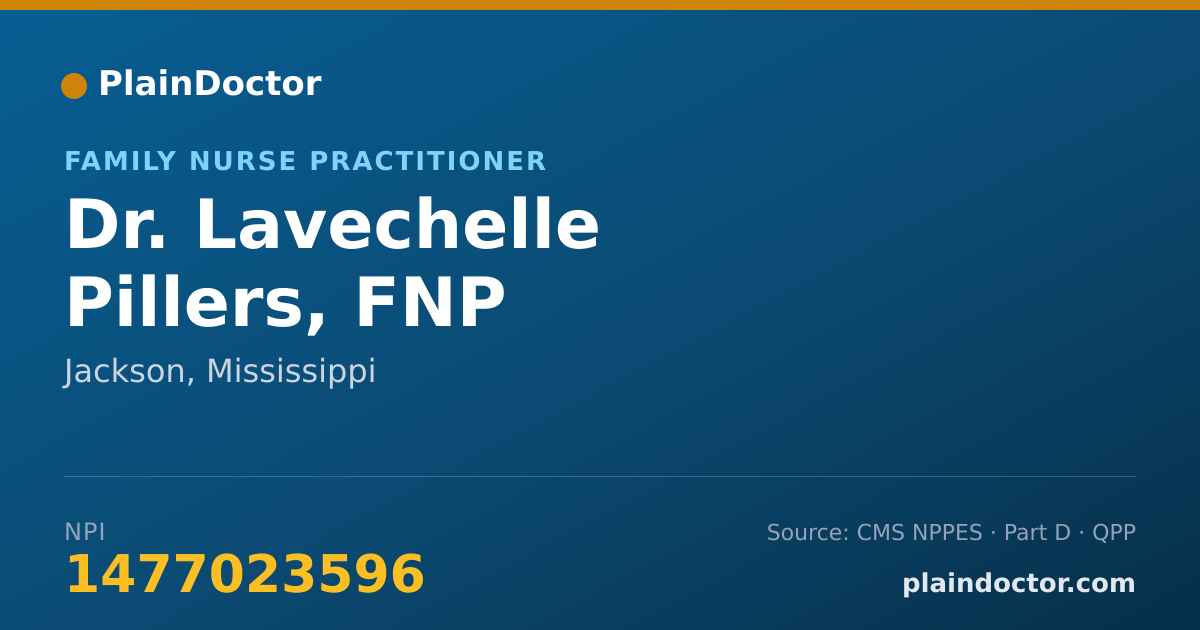 Shareable card for Lavechelle Pillers, FNP - Family Nurse Practitioner, Jackson, MS