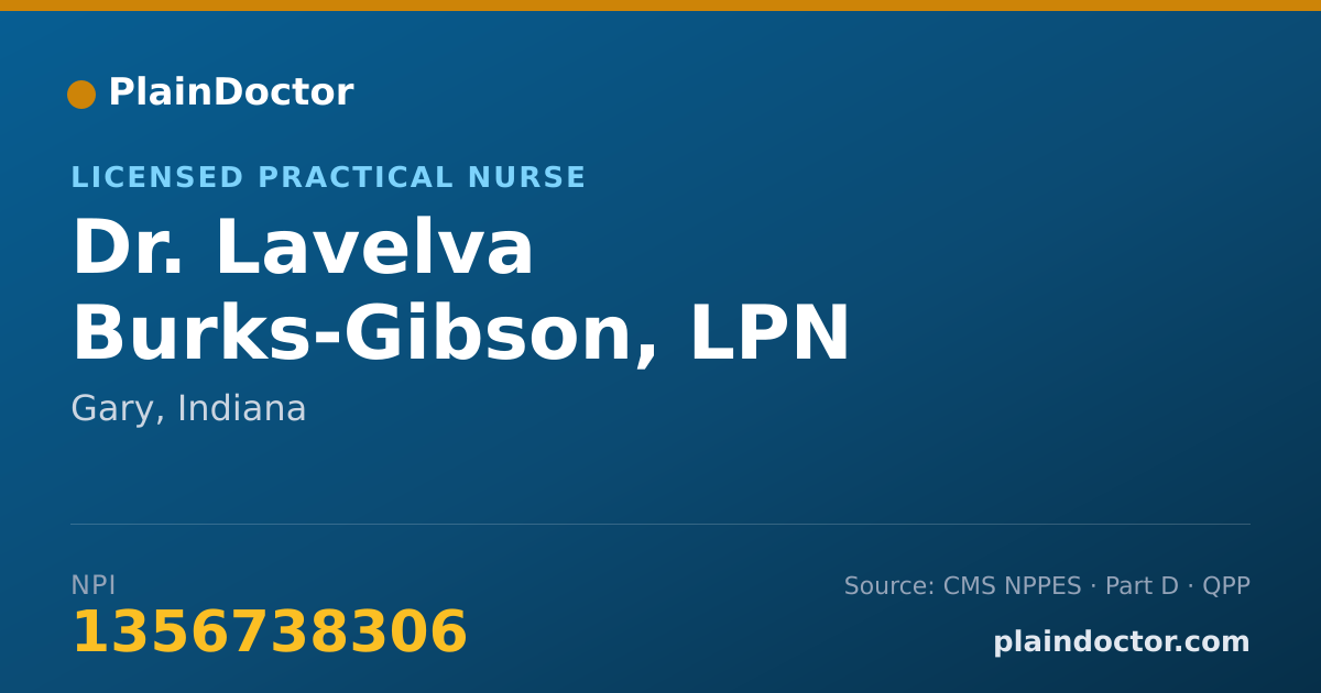 Shareable card for Lavelva Burks-Gibson, LPN - Licensed Practical Nurse, Gary, IN