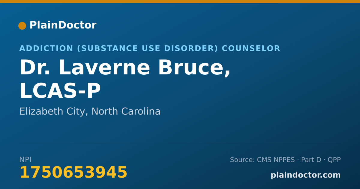 Shareable card for Laverne Bruce, LCAS-P - Addiction (Substance Use Disorder) Counselor, Elizabeth City, NC