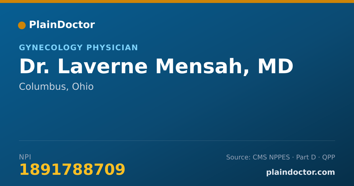 Shareable card for Laverne Mensah, MD - Gynecology Physician, Columbus, OH