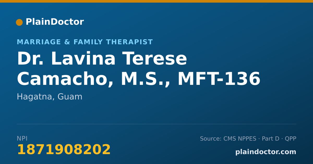 Shareable card for Lavina Terese Camacho, M.S., MFT-136 - Marriage & Family Therapist, Hagatna, GU