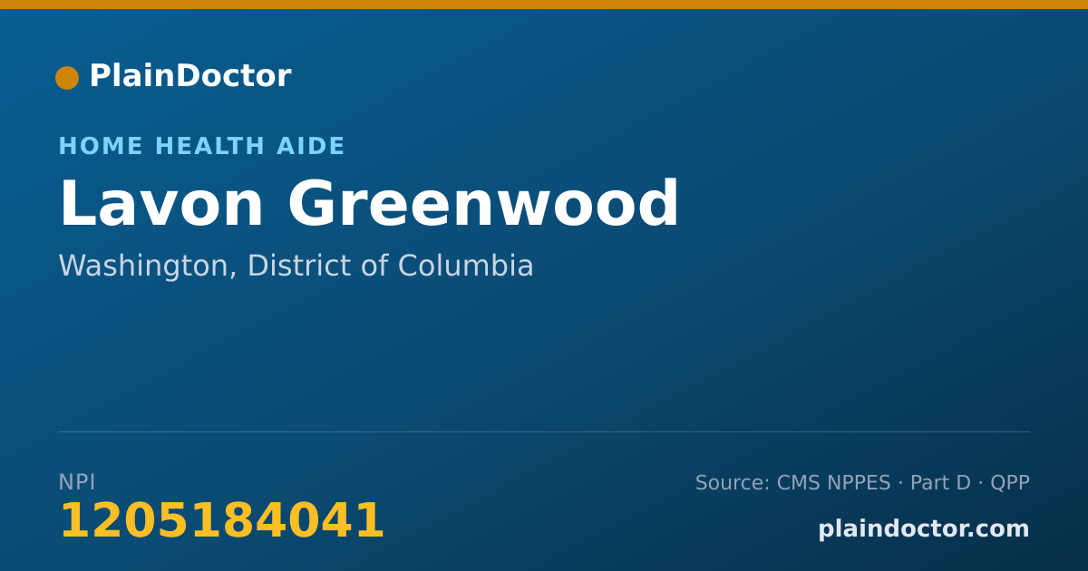 Shareable card for Lavon Greenwood - Home Health Aide, Washington, DC