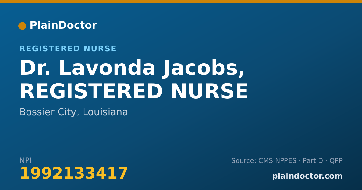 Shareable card for Lavonda Jacobs, REGISTERED NURSE - Registered Nurse, Bossier City, LA