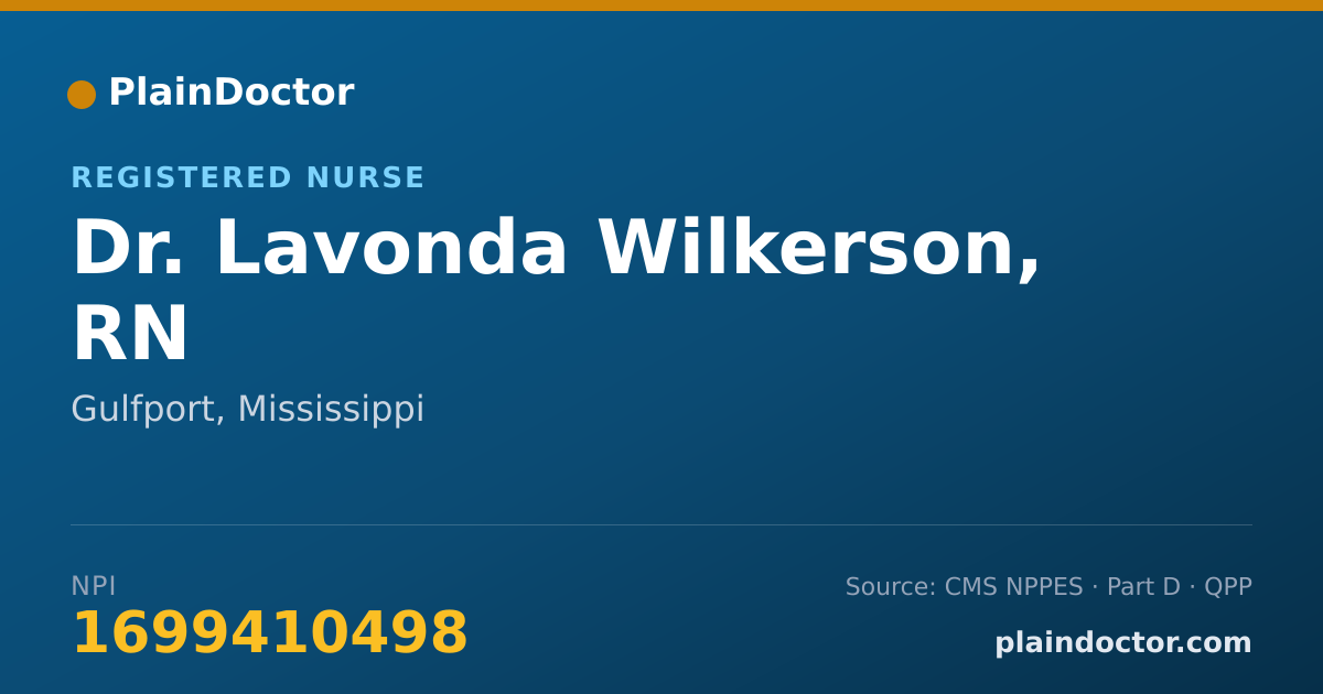 Shareable card for Lavonda Wilkerson, RN - Registered Nurse, Gulfport, MS