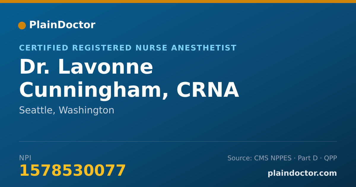 Shareable card for Lavonne Cunningham, CRNA - Certified Registered Nurse Anesthetist, Seattle, WA