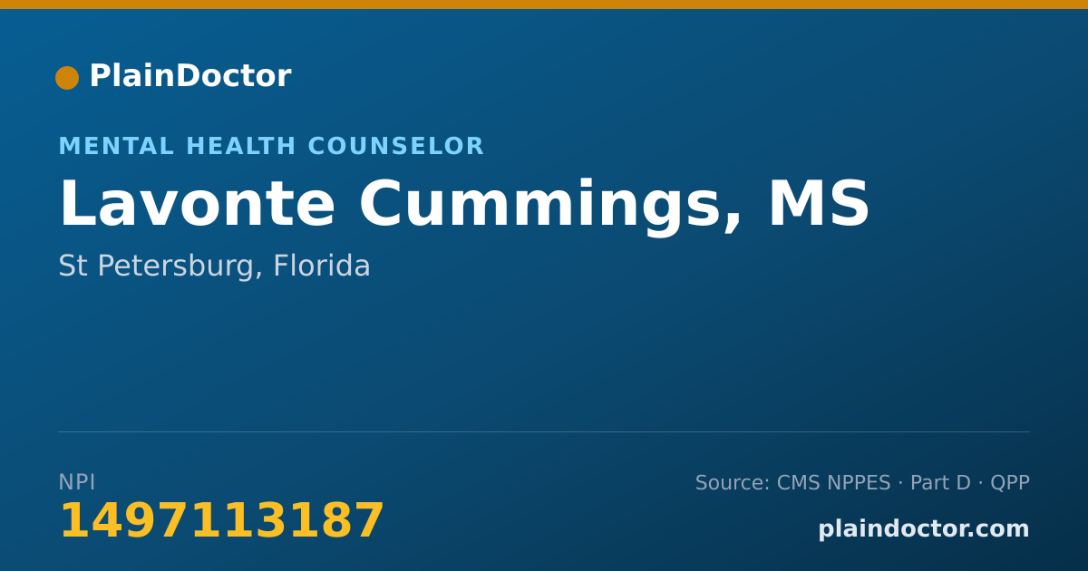 Shareable card for Lavonte Cummings, MS - Mental Health Counselor, St Petersburg, FL