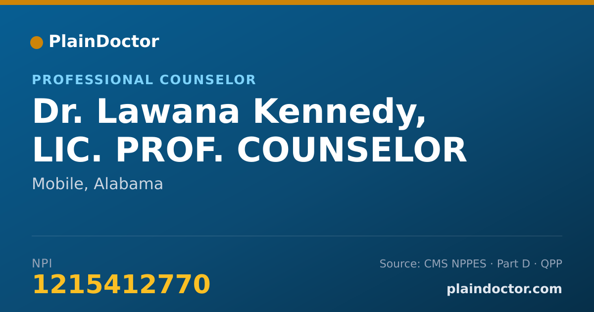 Shareable card for Lawana Kennedy, LIC. PROF. COUNSELOR - Professional Counselor, Mobile, AL