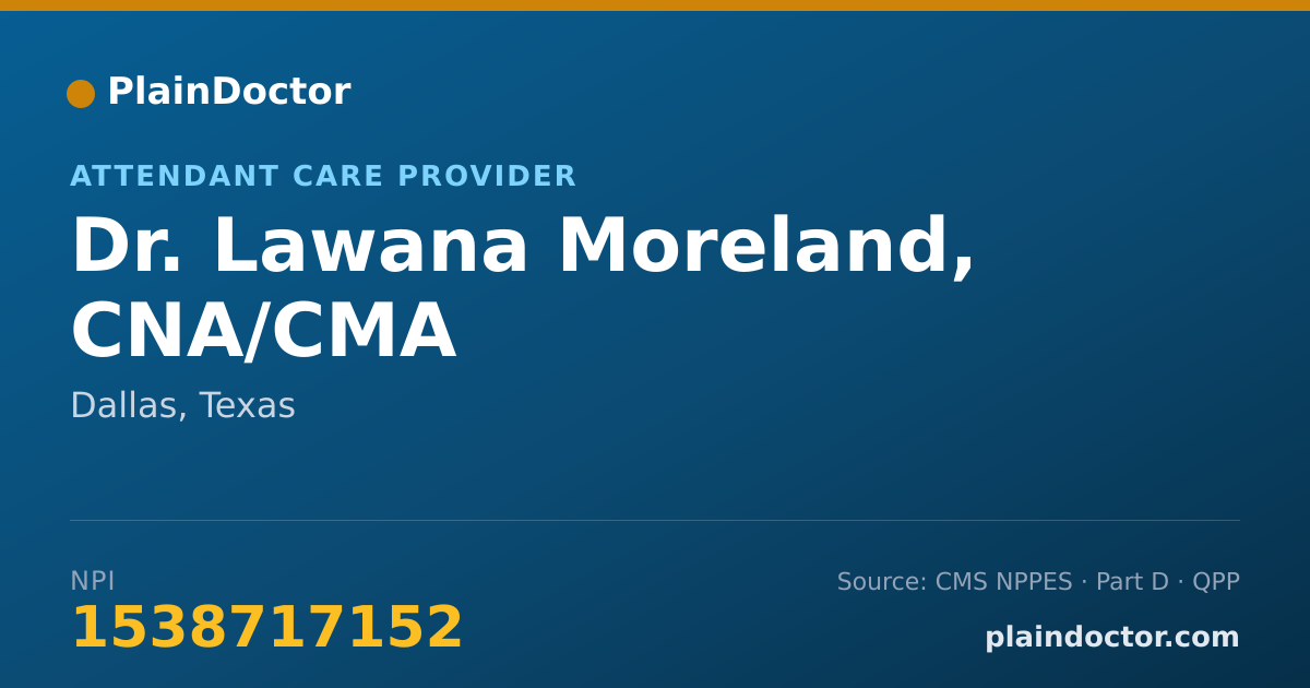 Shareable card for Lawana Moreland, CNA/CMA - Attendant Care Provider, Dallas, TX