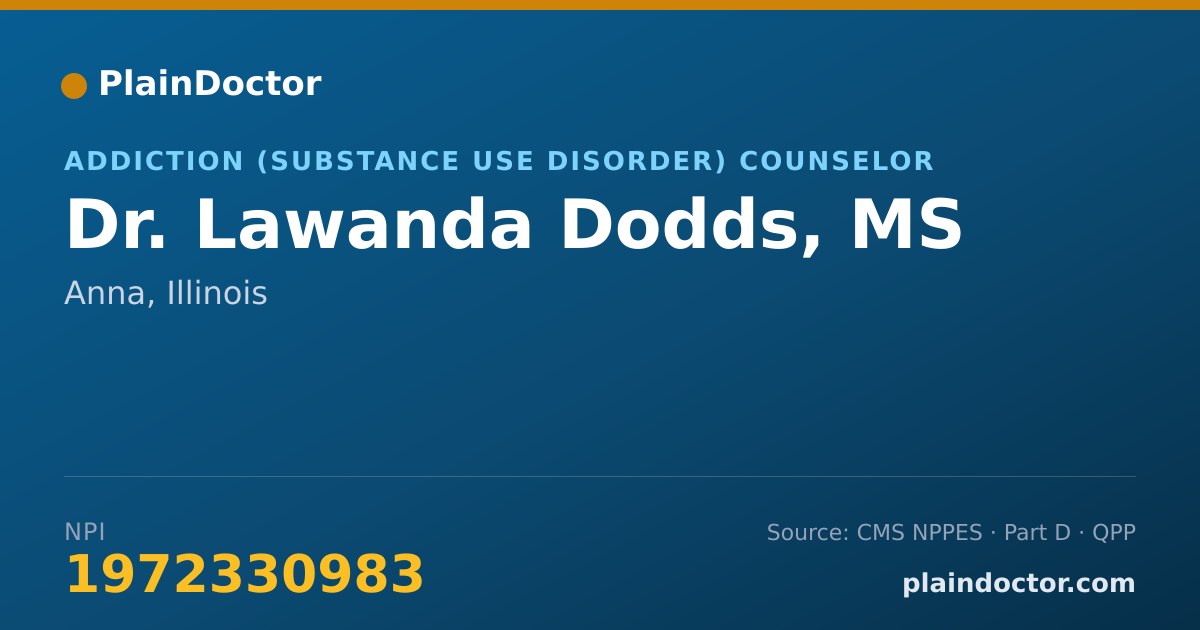Shareable card for Lawanda Dodds, MS - Addiction (Substance Use Disorder) Counselor, Anna, IL