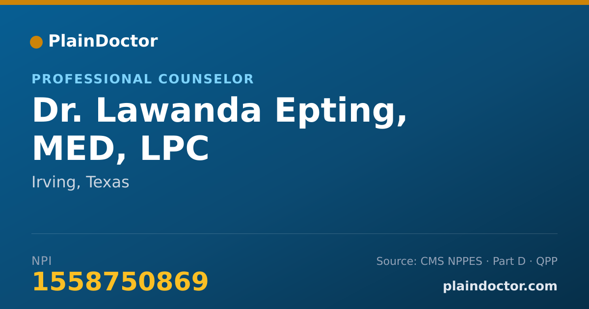 Shareable card for Lawanda Epting, MED, LPC - Professional Counselor, Irving, TX