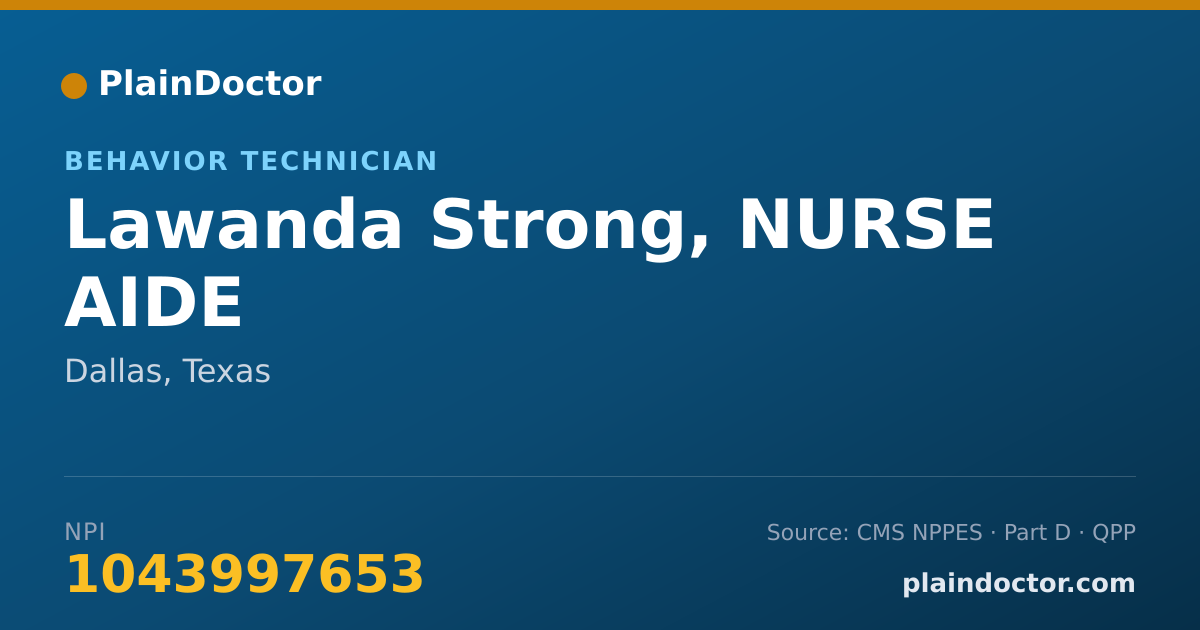 Shareable card for Lawanda Strong, NURSE AIDE - Driver, Dallas, TX