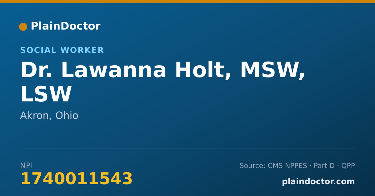 Shareable card for Lawanna Holt, MSW, LSW - Social Worker, Akron, OH