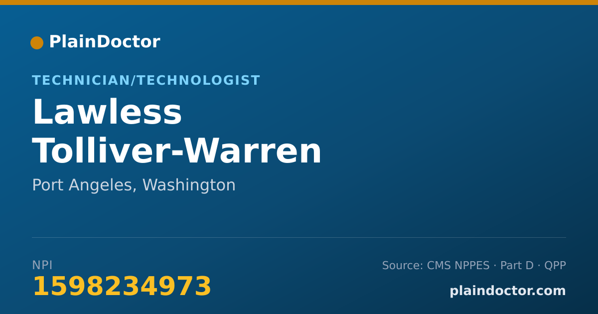 Shareable card for Lawless Tolliver-Warren - Technician/Technologist, Port Angeles, WA