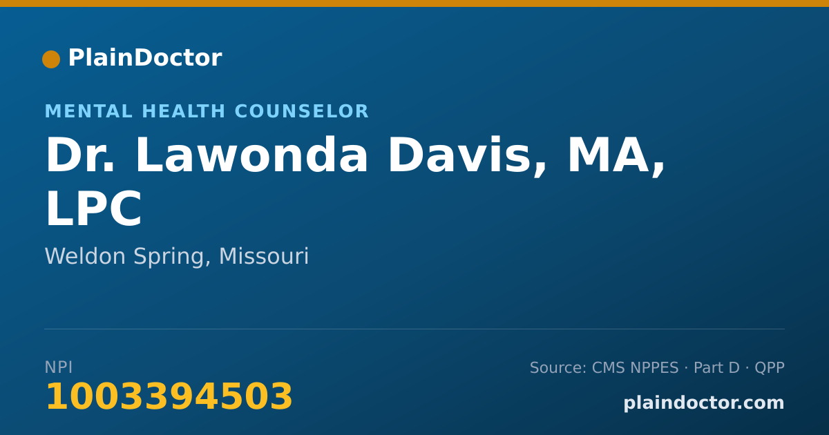 Shareable card for Lawonda Davis, MA, LPC - Mental Health Counselor, Weldon Spring, MO