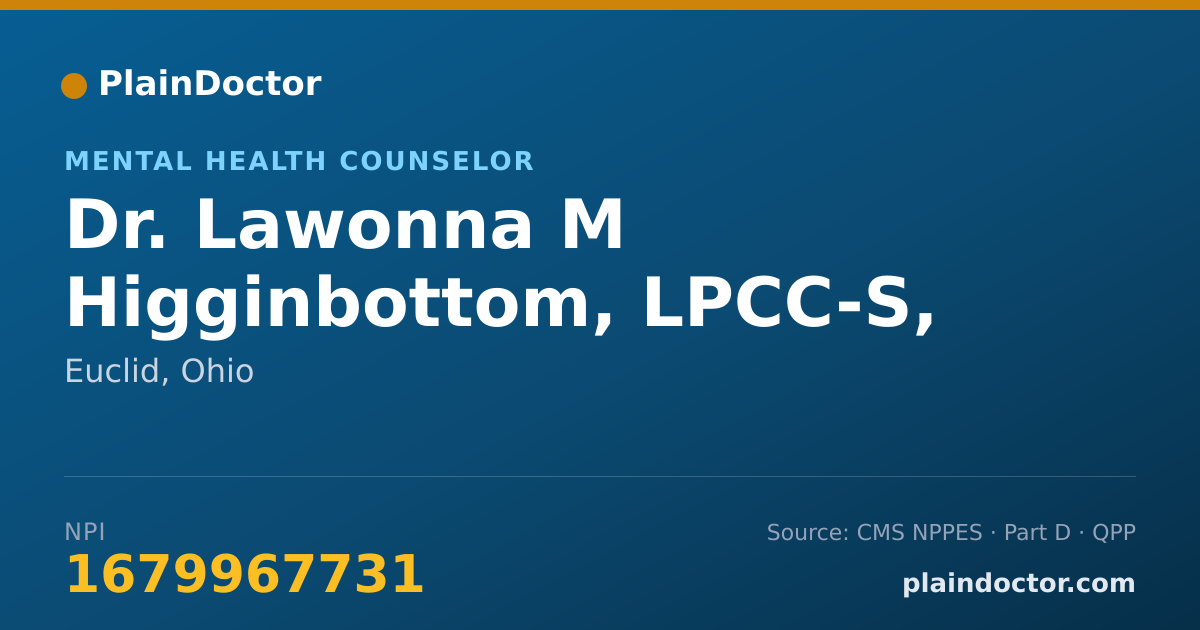 Shareable card for Lawonna M Higginbottom, LPCC-S, DRHS - Mental Health Counselor, Euclid, OH
