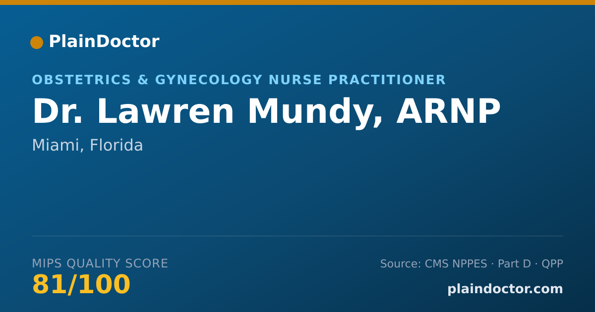 Shareable card for Lawren Mundy, ARNP - Obstetrics & Gynecology Nurse Practitioner, Miami, FL