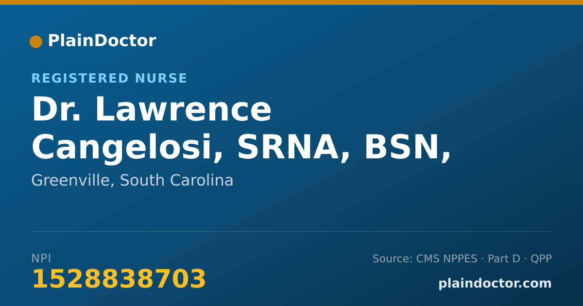Shareable card for Lawrence Cangelosi, SRNA, BSN, CCRN - Registered Nurse, Greenville, SC