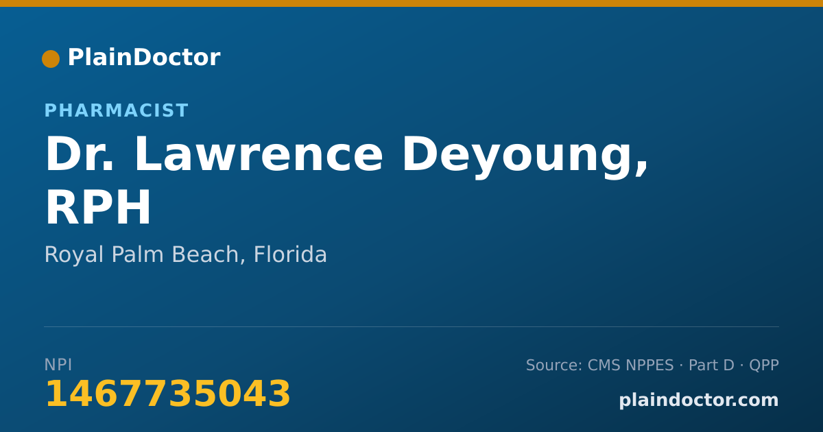Shareable card for Lawrence Deyoung, RPH - Pharmacist, Royal Palm Beach, FL