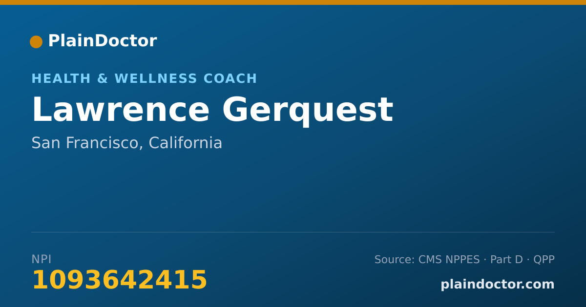 Shareable card for Lawrence Gerquest - Health & Wellness Coach, San Francisco, CA