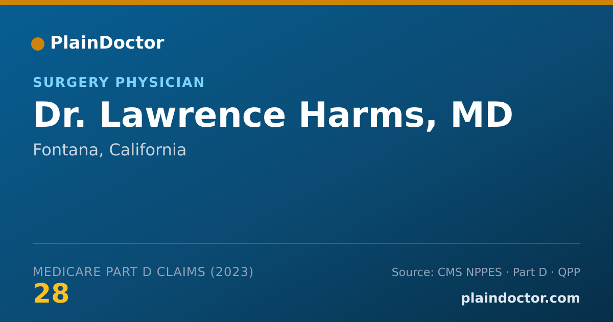 Shareable card for Lawrence Harms, MD - Surgery Physician, Fontana, CA