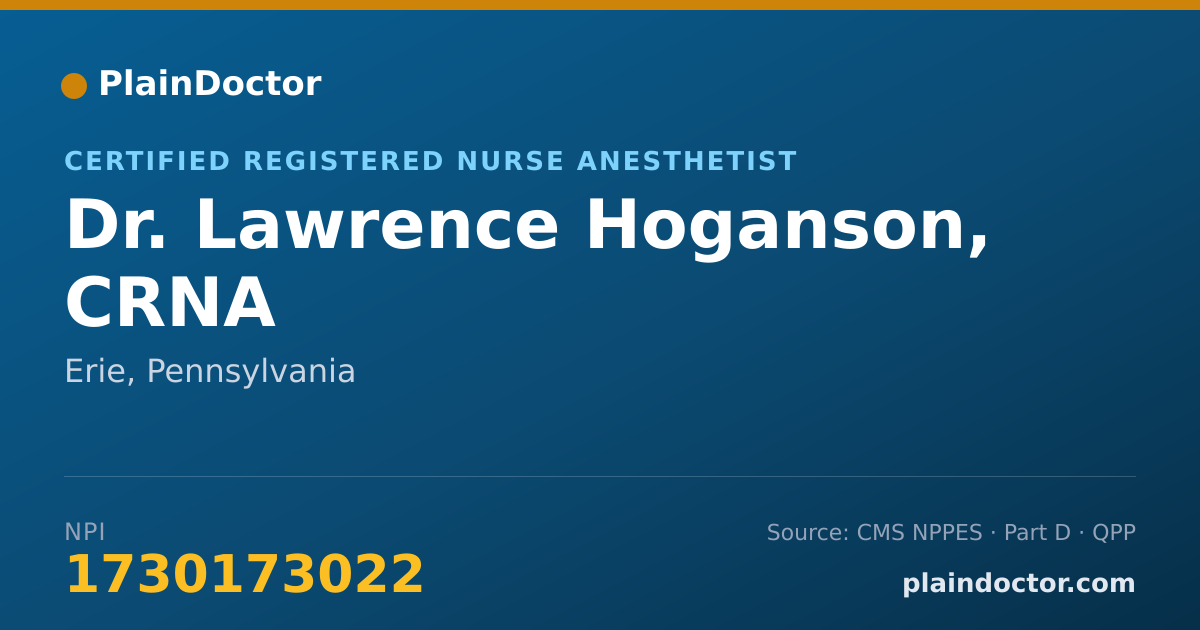 Shareable card for Lawrence Hoganson, CRNA - Certified Registered Nurse Anesthetist, Erie, PA