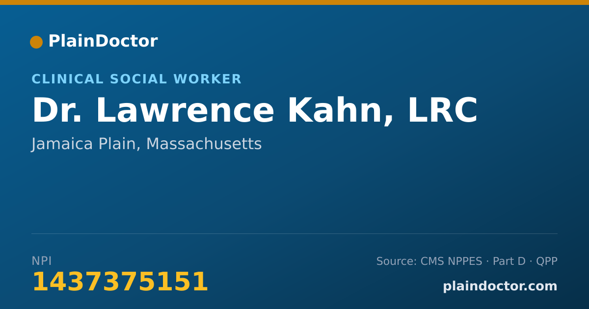 Shareable card for Lawrence Kahn, LRC - Clinical Social Worker, Jamaica Plain, MA