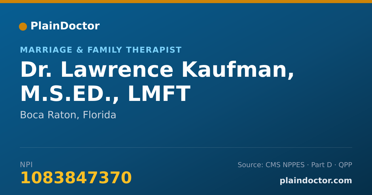 Shareable card for Lawrence Kaufman, M.S.ED., LMFT - Marriage & Family Therapist, Boca Raton, FL