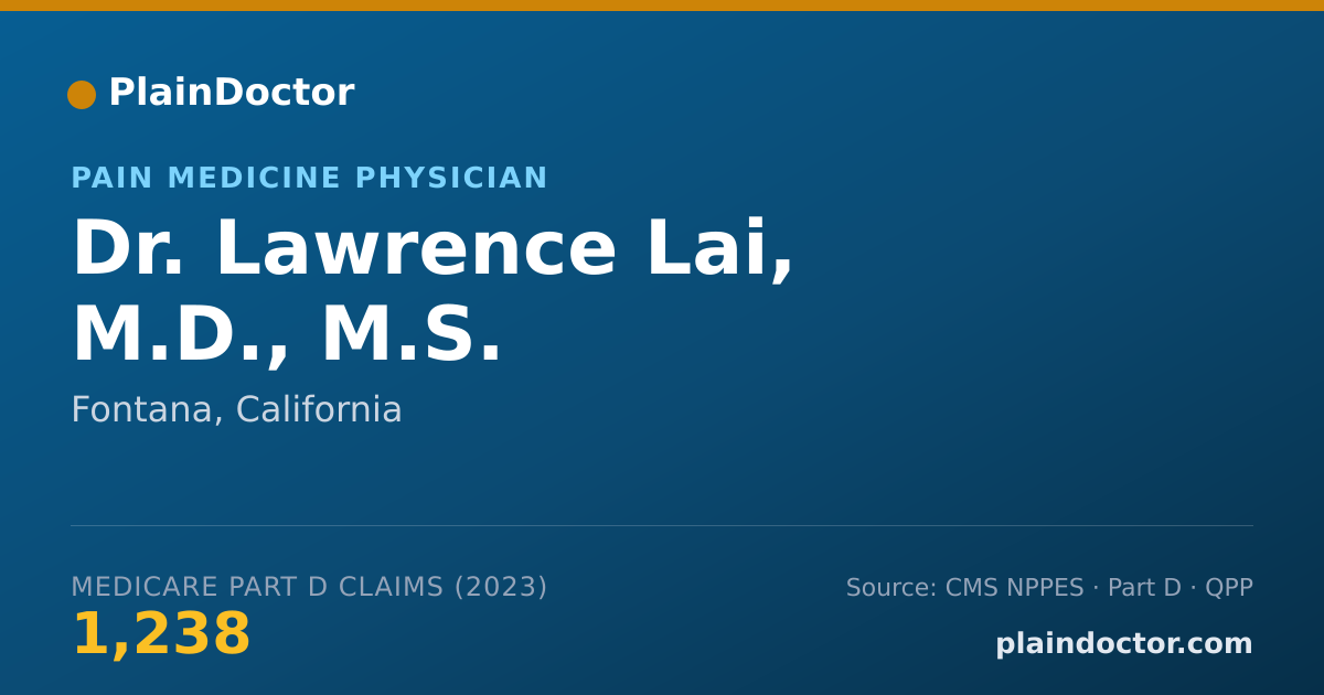 Shareable card for Lawrence Lai, M.D., M.S. - Pain Medicine Physician, Fontana, CA