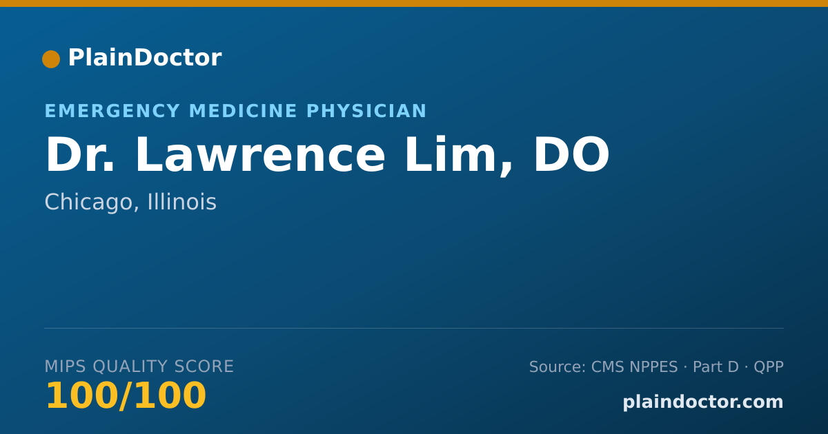Shareable card for Lawrence Lim, DO - Emergency Medicine Physician, Chicago, IL