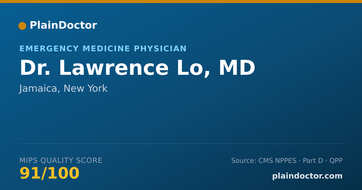 Shareable card for Lawrence Lo, MD - Emergency Medicine Physician, Jamaica, NY