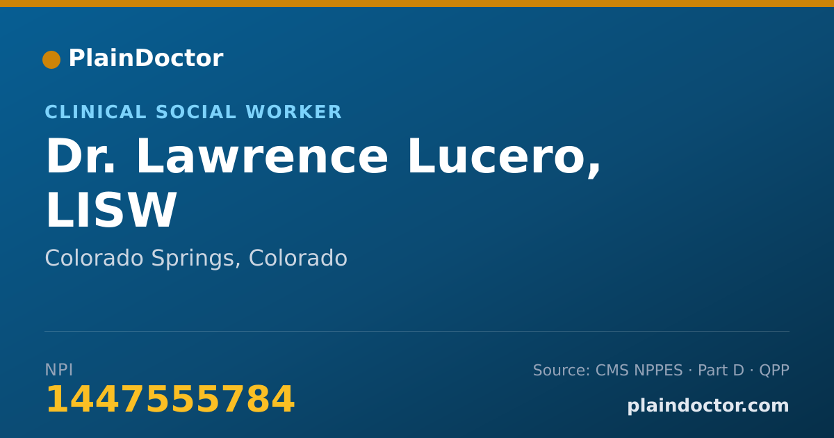 Shareable card for Lawrence Lucero, LISW - Clinical Social Worker, Colorado Springs, CO