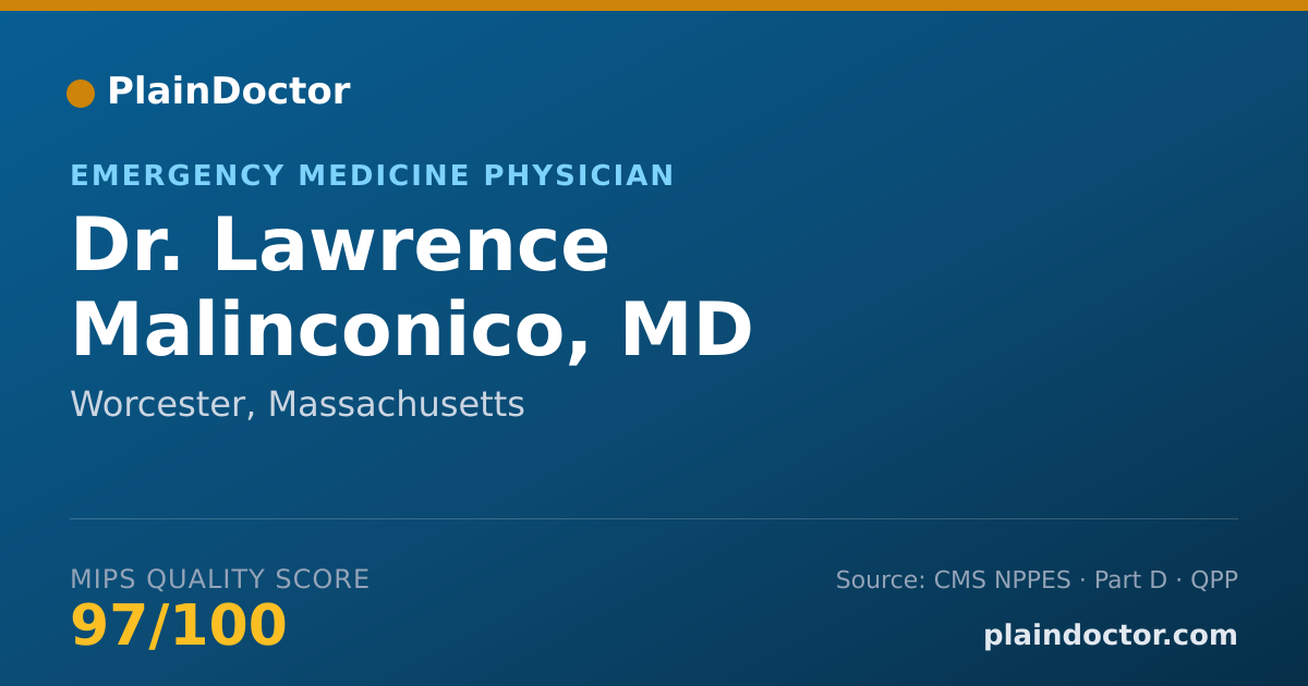 Shareable card for Lawrence Malinconico, MD - Emergency Medicine Physician, Worcester, MA