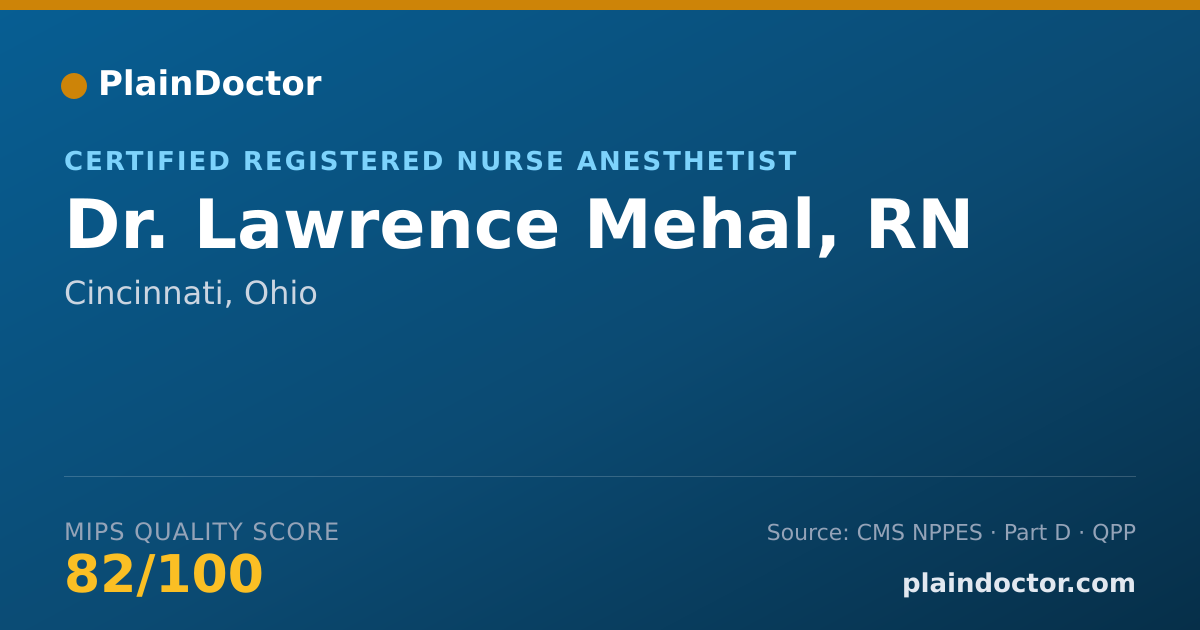 Shareable card for Lawrence Mehal, RN - Certified Registered Nurse Anesthetist, Cincinnati, OH