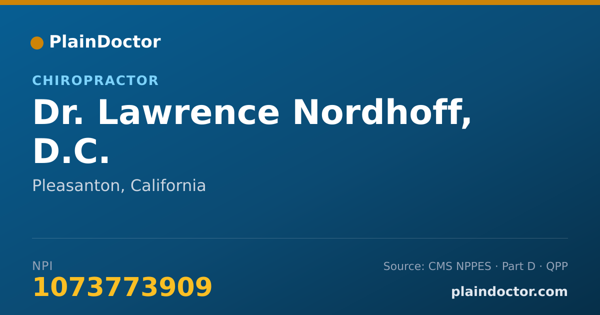 Shareable card for Lawrence Nordhoff, D.C. - Chiropractor, Pleasanton, CA