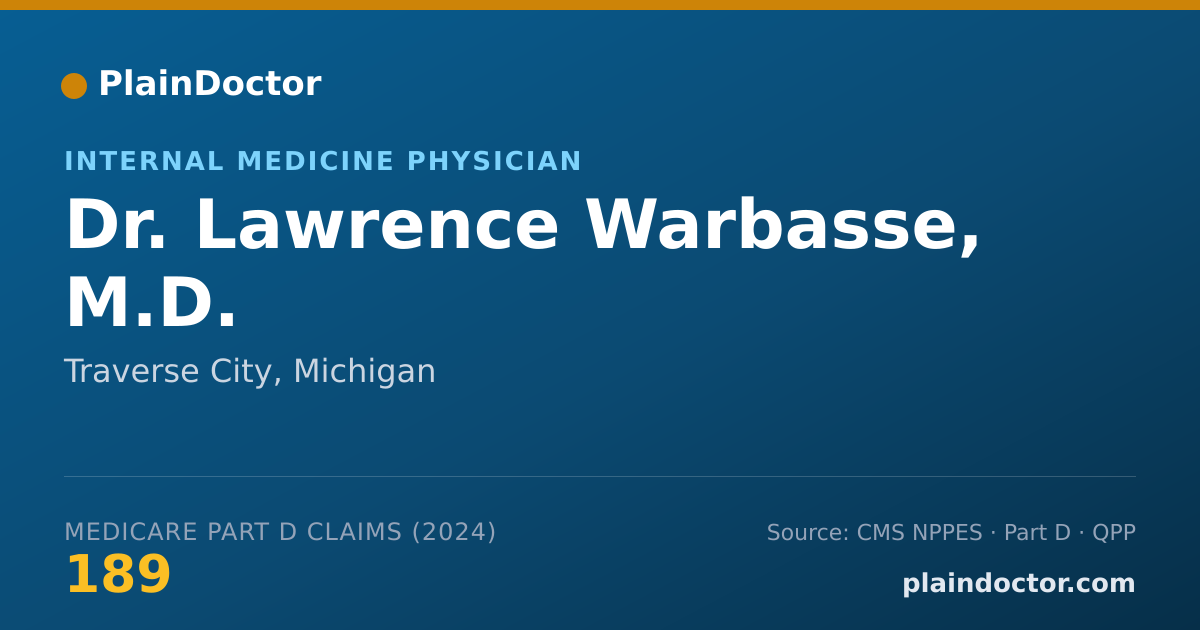 Shareable card for Lawrence Warbasse, M.D. - Emergency Medical Services (Emergency Medicine) Physician, Traverse City, MI