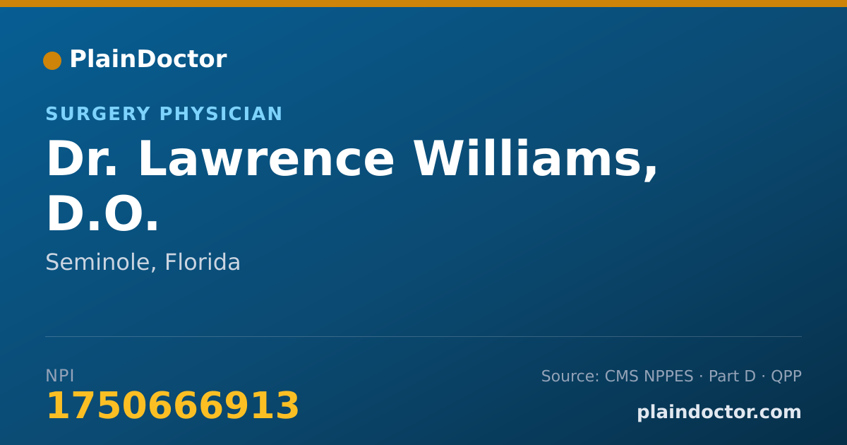 Shareable card for Lawrence Williams, D.O. - Surgery Physician, Seminole, FL