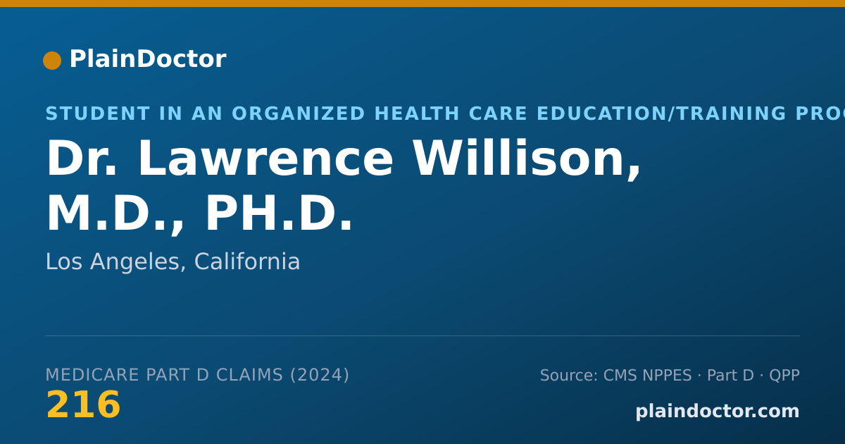 Shareable card for Lawrence Willison, M.D., PH.D. - Student in an Organized Health Care Education/Training Program, Los Angeles, CA