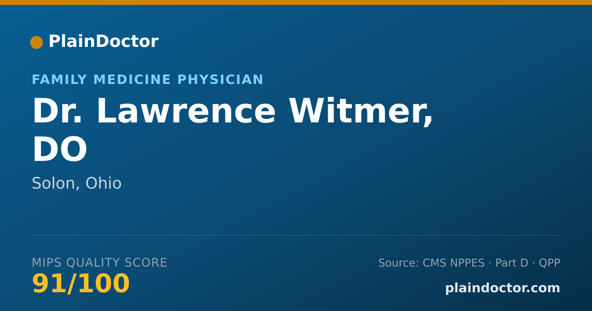 Shareable card for Lawrence Witmer, DO - Family Medicine Physician, Solon, OH