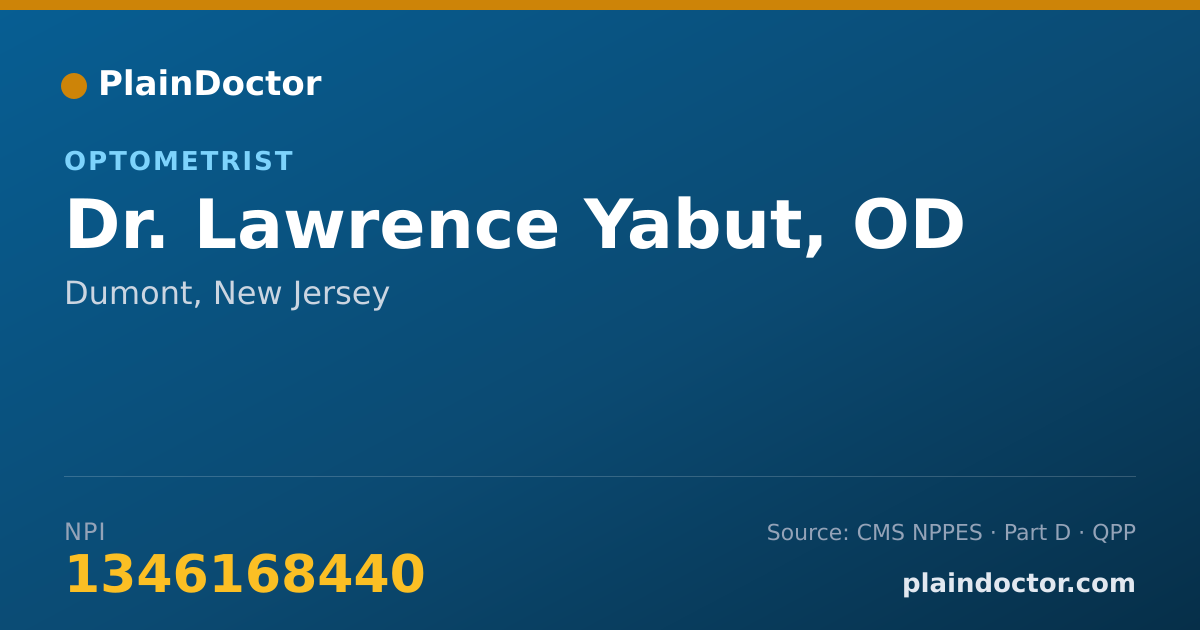Shareable card for Lawrence Yabut, OD - Optometrist, Dumont, NJ