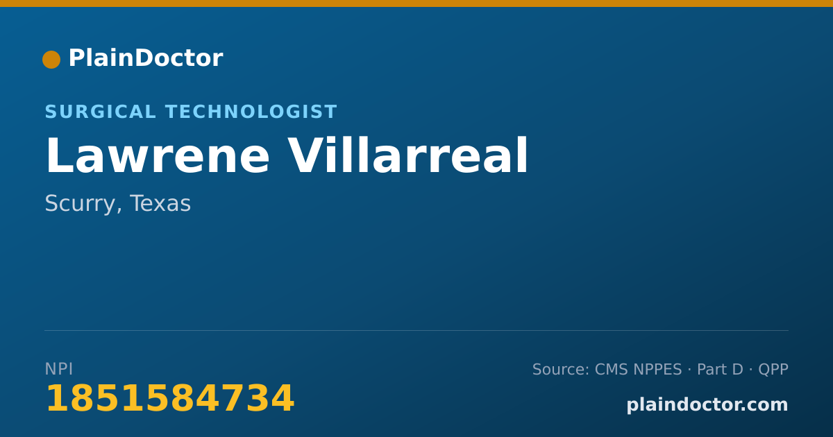 Shareable card for Lawrene Villarreal - Surgical Technologist, Scurry, TX