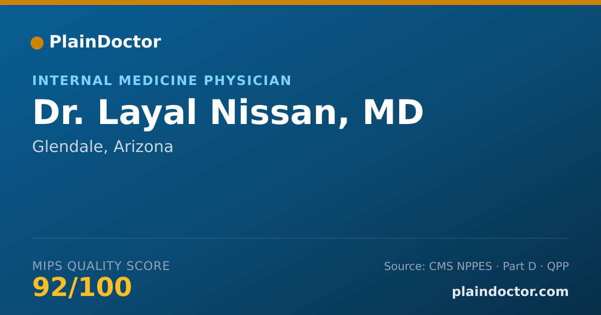 Shareable card for Layal Nissan, MD - Internal Medicine Physician, Glendale, AZ