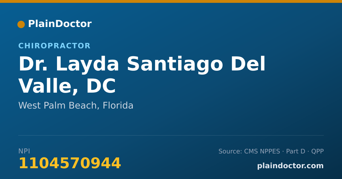 Shareable card for Layda Santiago Del Valle, DC - Chiropractor, West Palm Beach, FL